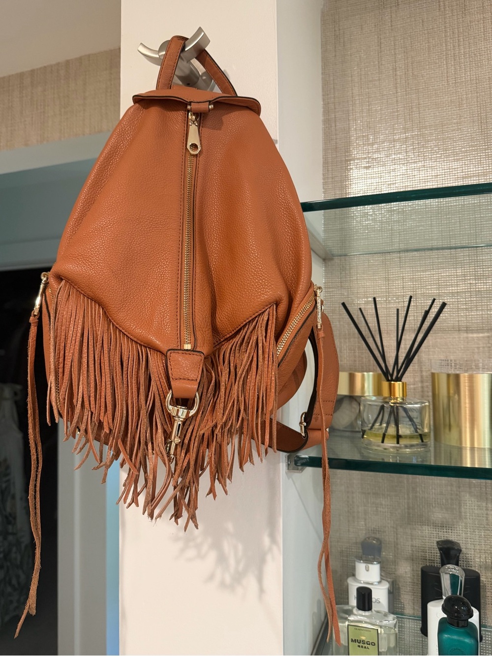 Rebecca Minkoff Tan Fringe Leather Backpack
